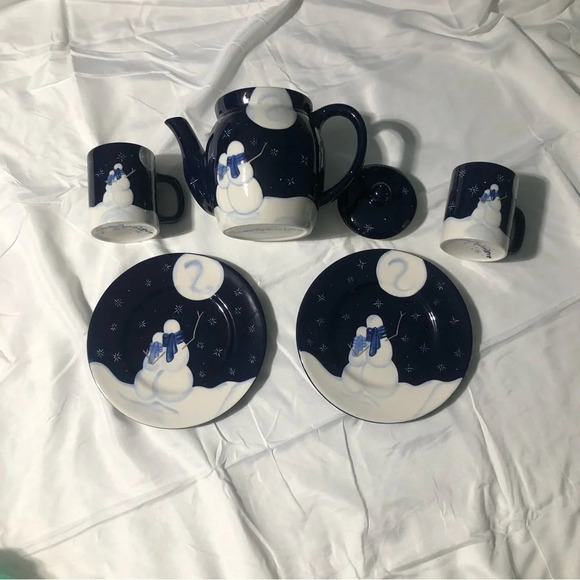 Vintage Other - Ceramic Tea Set  “Snow Much In Love” (6 Pieces)